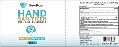 Image Description (Newrain Hand Sanitizer 3 Sizes Of 100 250 500 mL 75)